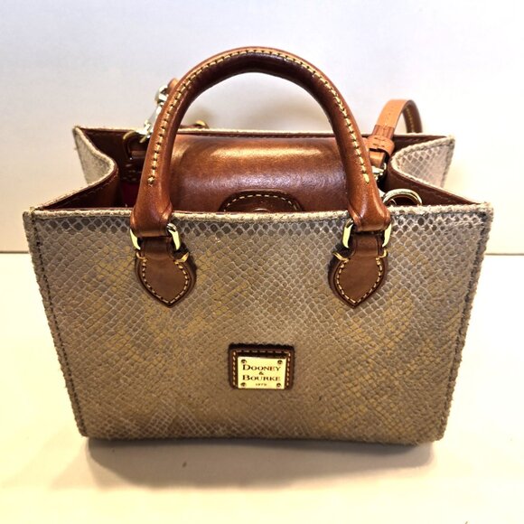 Dooney Bourke Janine python print Leather Mini Tote Satchel Crossbody Bag - Picture 1 of 16